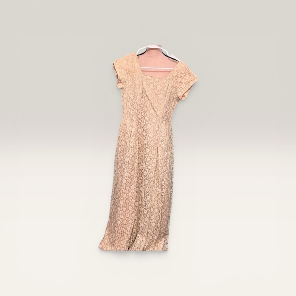 Vintage Handmade Yellow Lace Maxi Dress – Cap Sleeve – Cottagecore